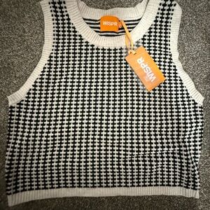 NWT WISPR Black and White Houndstooth Knit Tank Top